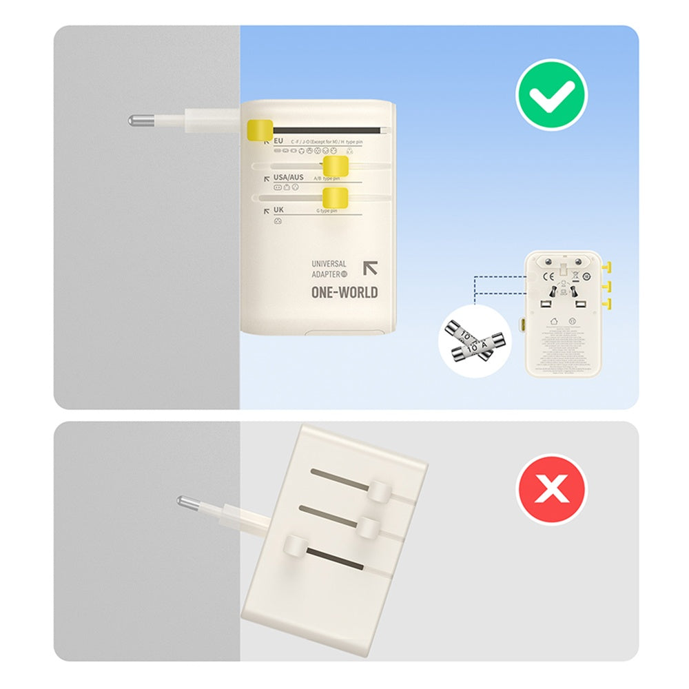 Chargeur secteur avec câble USB-C Baseus Travel EnerCore CG11, 70W, 2 x prise - 1 x USB-C - 2 x USB-A, blanc E0307E01