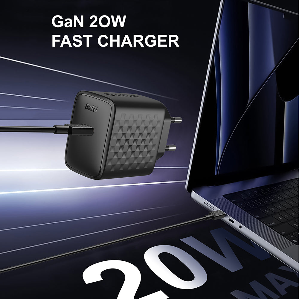 Chargeur réseau avec câble USB-C Lito LC13T, 20W, 3A, 1 x USB-C, Noir