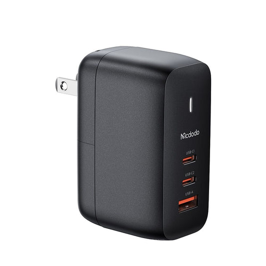 Chargeur réseau avec câble USB-C McDodo CH-8442 Mecha Travel, 65W, 5A, 1 x USB-A - 2 x USB-C, Noir