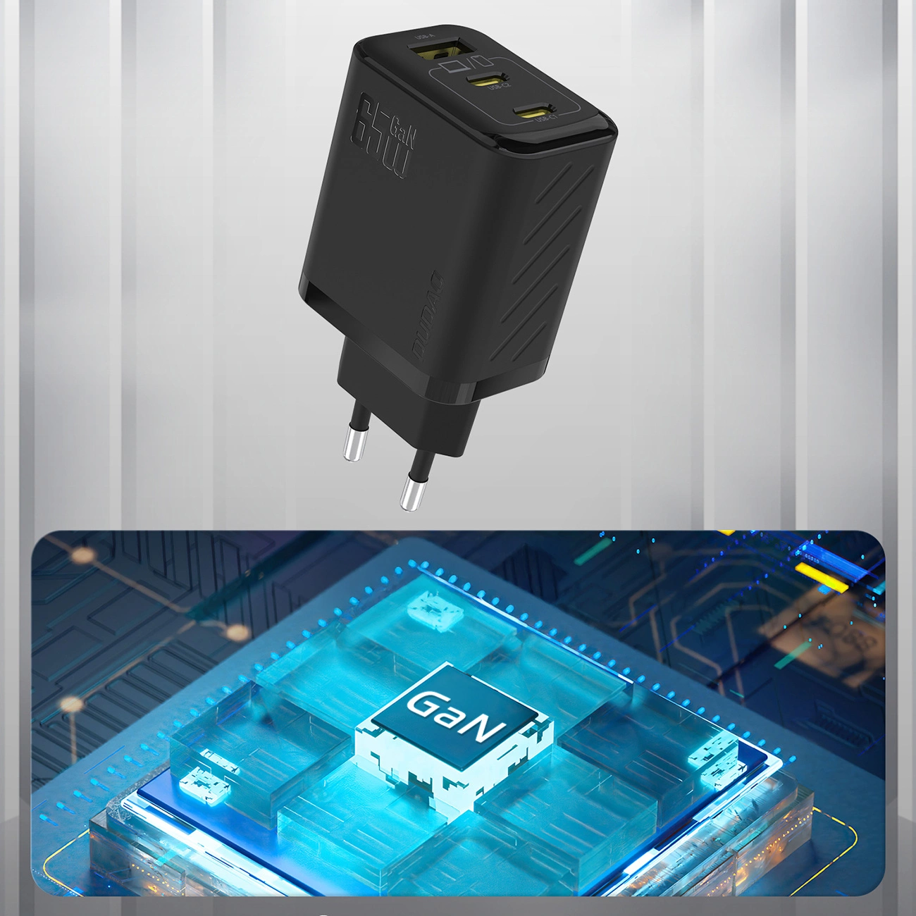 Chargeur réseau Dudao A29, 65W, 1 x USB-A - 2 x USB-C, Noir