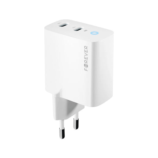 Chargeur réseau Forever TC-06-40CC, 40W, 3A, 2 x USB-C, blanc