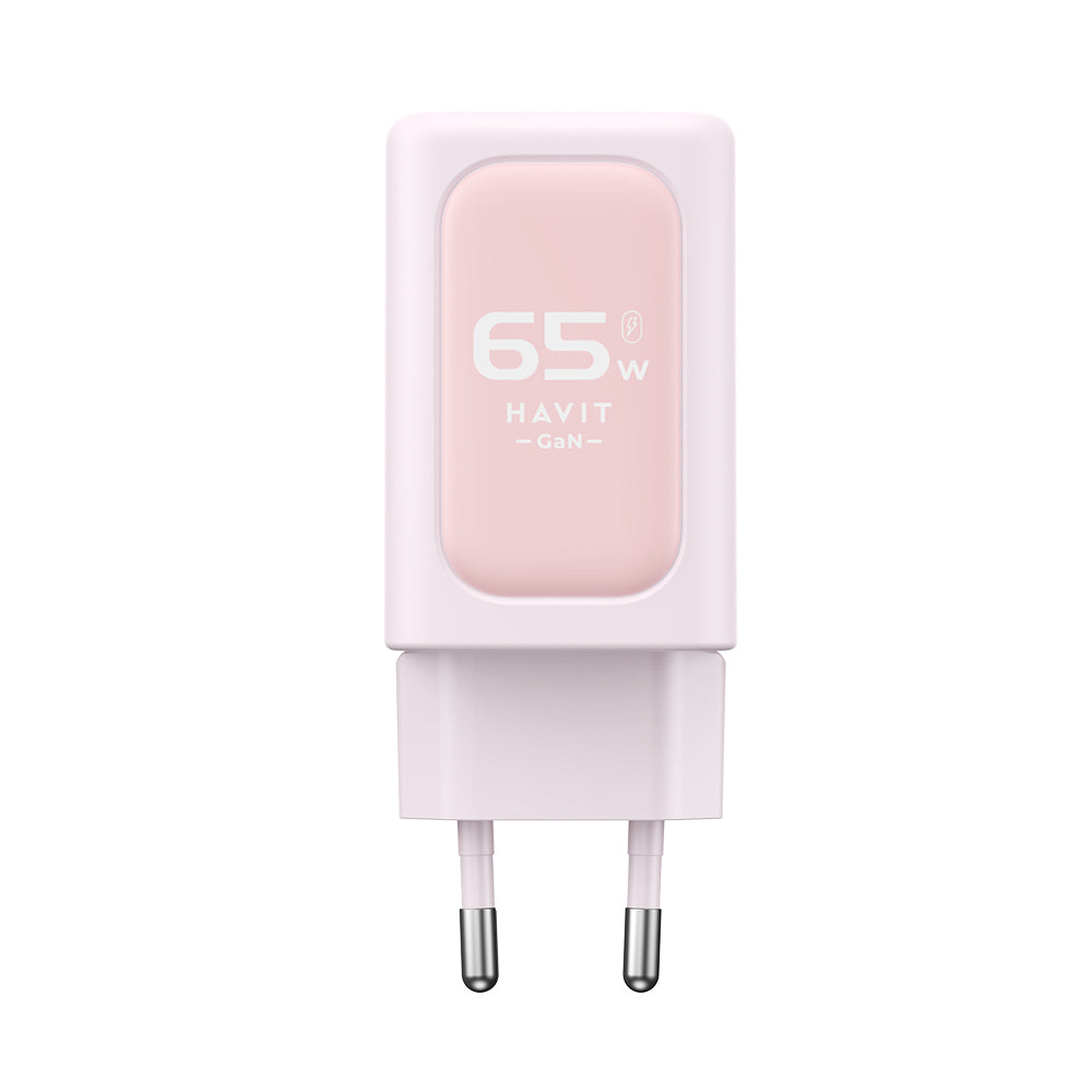 Chargeur Réseau HAVIT UC260, 65W, 3A, 1 x USB-A - 2 x USB-C, Rose