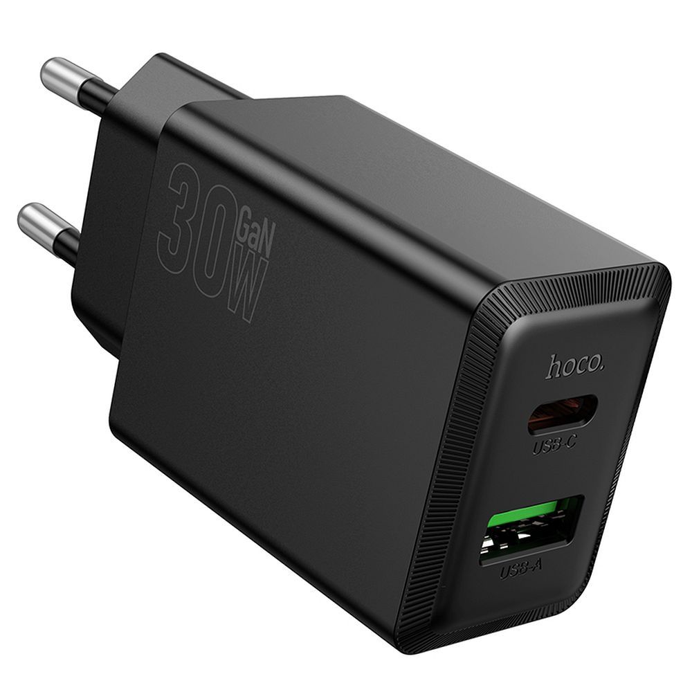 Chargeur Réseau HOCO N71, 30W, 3A, 1 x USB-A - 1 x USB-C, Noir