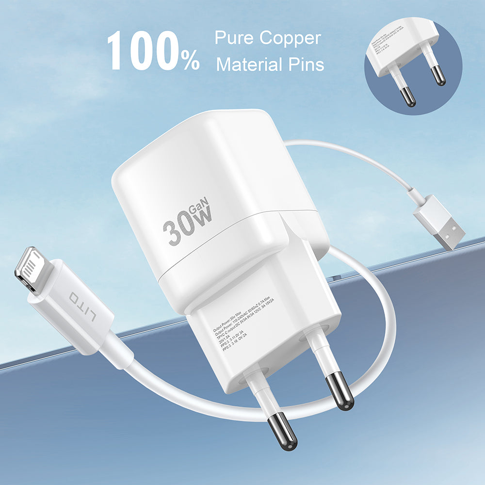 Chargeur Réseau Lito LC11, 30W, 3A, 1 x USB-C, Blanc