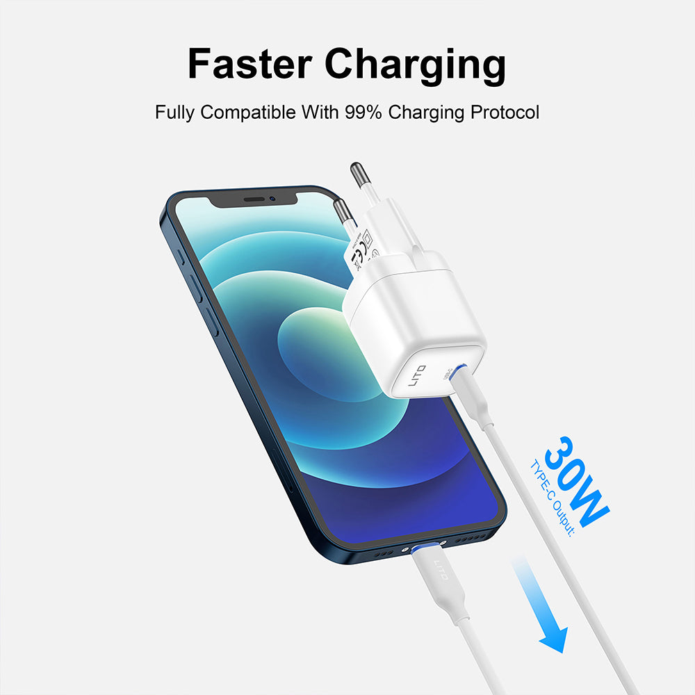 Chargeur Réseau Lito LC11, 30W, 3A, 1 x USB-C, Blanc