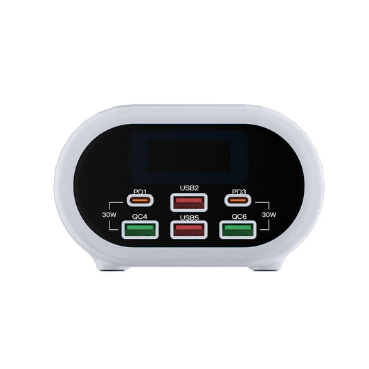Chargeur réseau Relife RL-309U, 72W, 5A, 2 x USB-C - 4 x USB-A, Argent