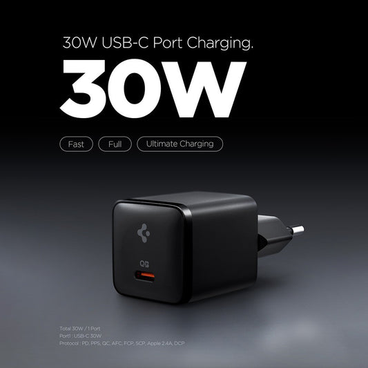 Chargeur Secteur Spigen EE301EU Essential, 30W, 3A, 1 x USB-C, Noir ACH09493