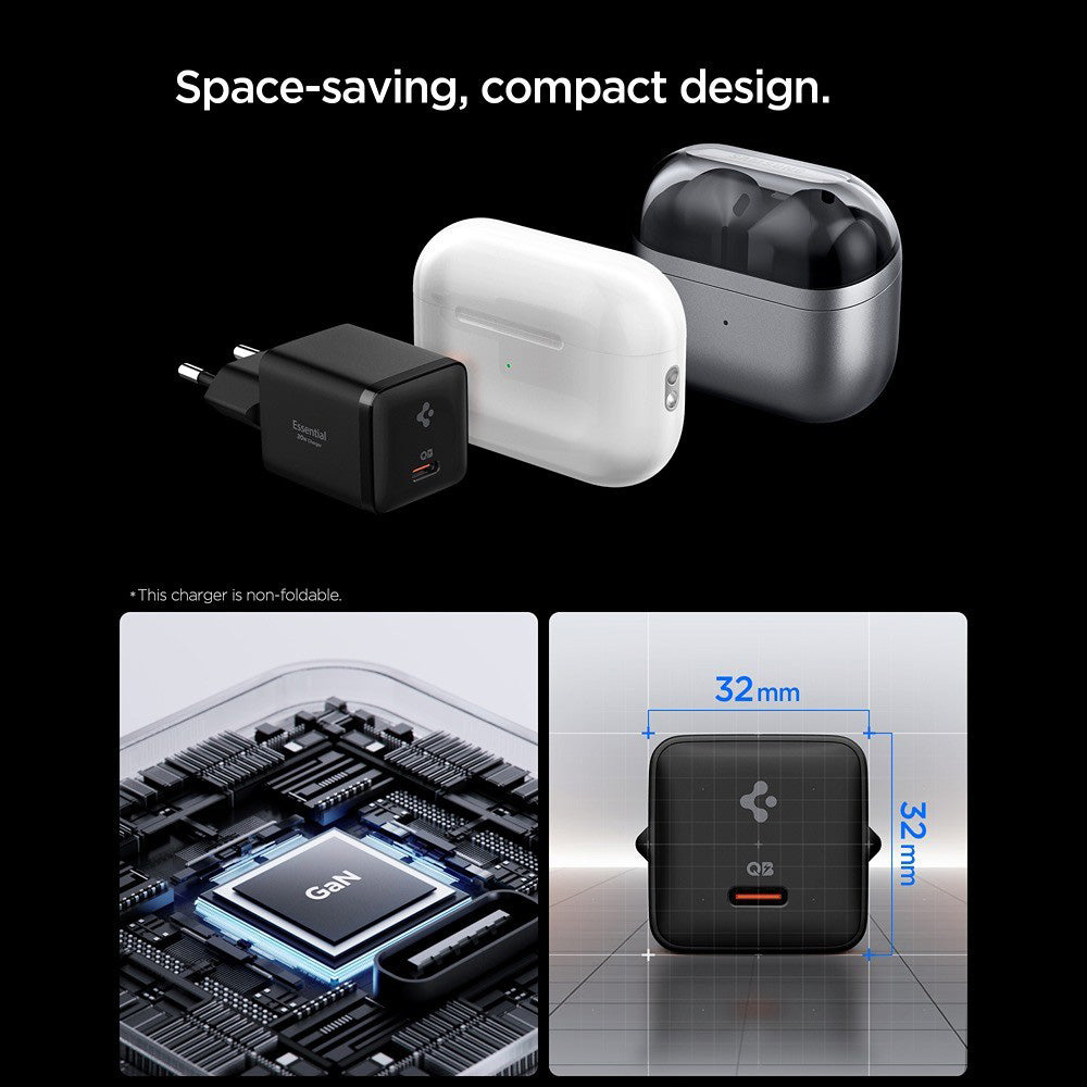 Chargeur Secteur Spigen EE301EU Essential, 30W, 3A, 1 x USB-C, Noir ACH09493