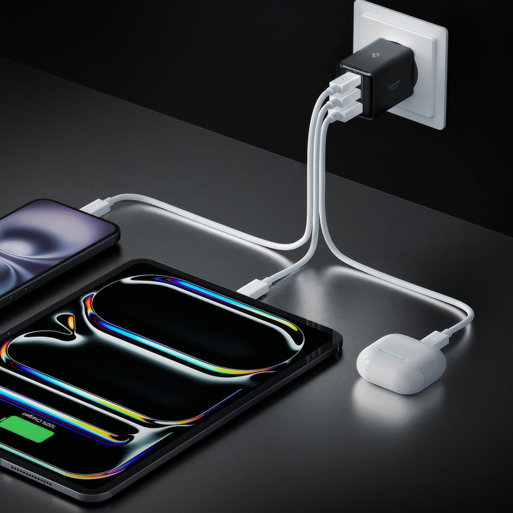 Chargeur Réseau Spigen EE473EU Essential, 47W, 3A, 1 x USB-A - 2 x USB-C, Noir ACH09465