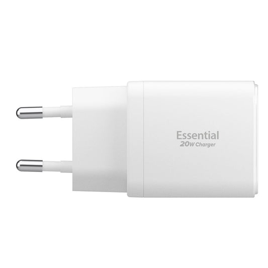 Spigen Essential Network Charger, 20W, 3A, 1 x USB-A - 1 x USB-C, White