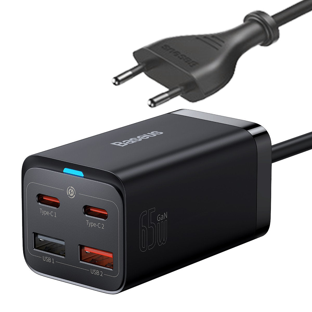 Chargeur Station Baseus GaN3 Pro, 65W, 3A, 2 x USB-A - 2 x USB-C, Noir CCGP040101