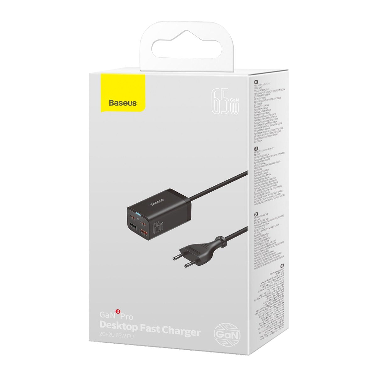 Chargeur Station Baseus GaN3 Pro, 65W, 3A, 2 x USB-A - 2 x USB-C, Noir CCGP040101