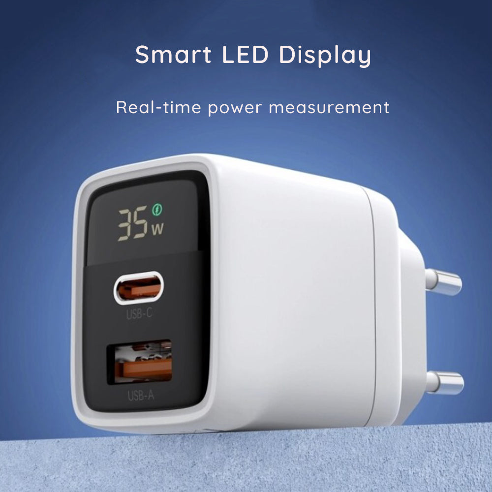 Chargeur Réseau Techsuit CH3 LEDChargX Display, 35W, 3A, 1 x USB-A - 1 x USB-C, Noir