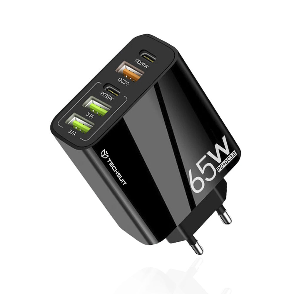 Chargeur Réseau Techsuit CHC2 PentaXPower, 20W, 3A, 3 x USB-A - 2 x USB-C, Noir