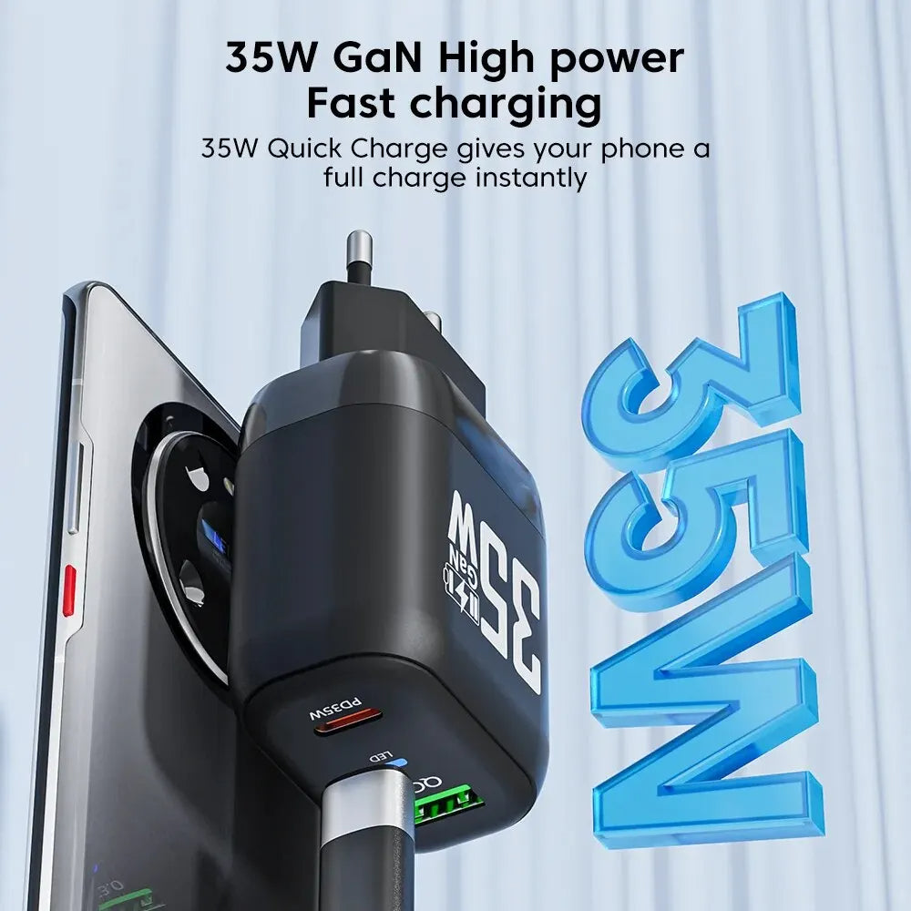 Chargeur réseau Techsuit CHPD174, 35W, 3A, 1 x USB-A - 1 x USB-C, Noir