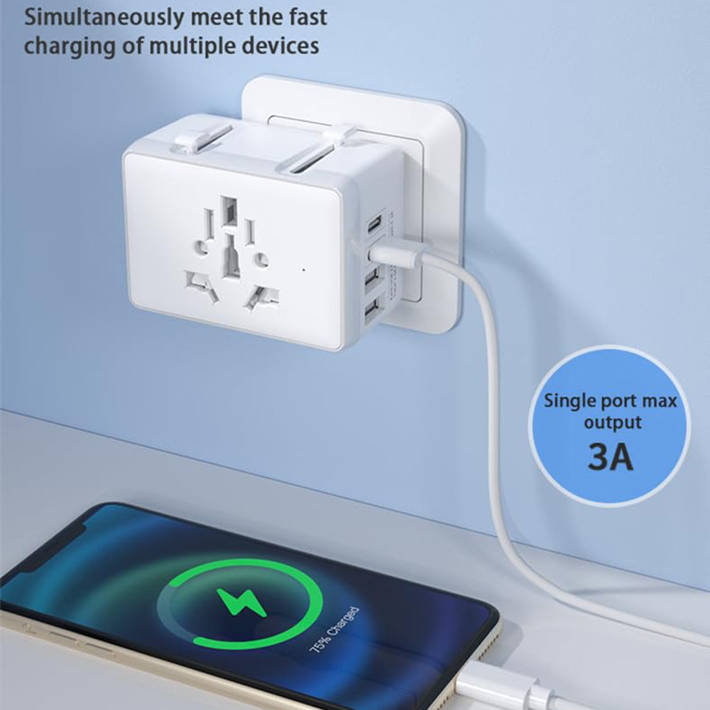 Chargeur Réseau Techsuit HHt204A Travel, 15W, 3A, 2 x USB-A - 2 x USB-C, Noir