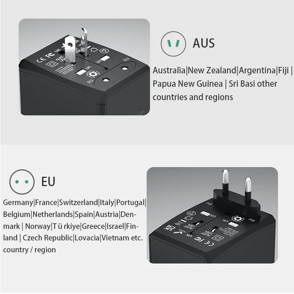 Chargeur Réseau Techsuit HHt204A Travel, 15W, 3A, 2 x USB-A - 2 x USB-C, Noir