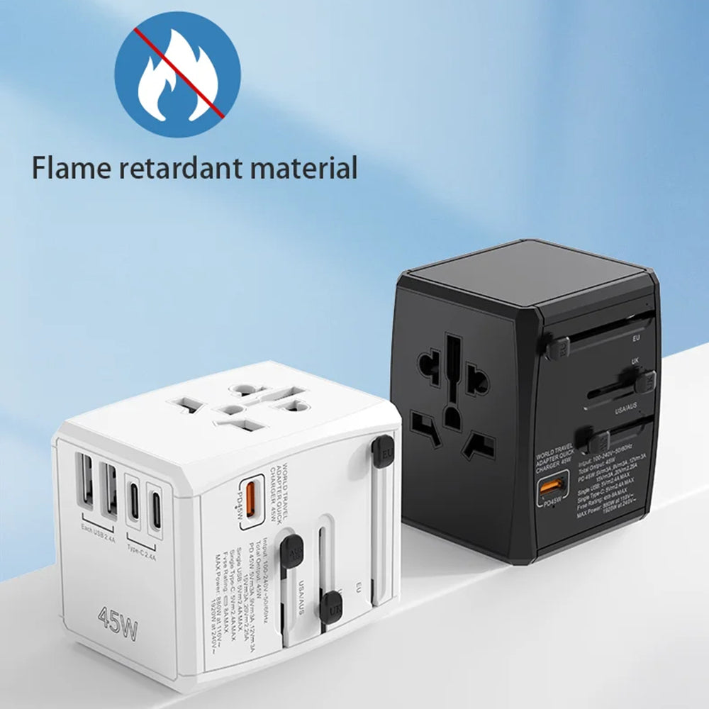 Chargeur Réseau Techsuit HHT905 Travel, 45W, 3A, 2 x USB-A - 2 x USB-C, Noir