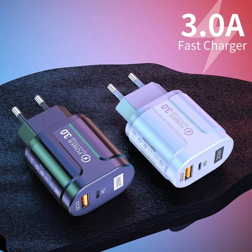 Chargeur Réseau Techsuit Premium, 20W, 3A, 1 x USB-A - 1 x USB-C, Blanc