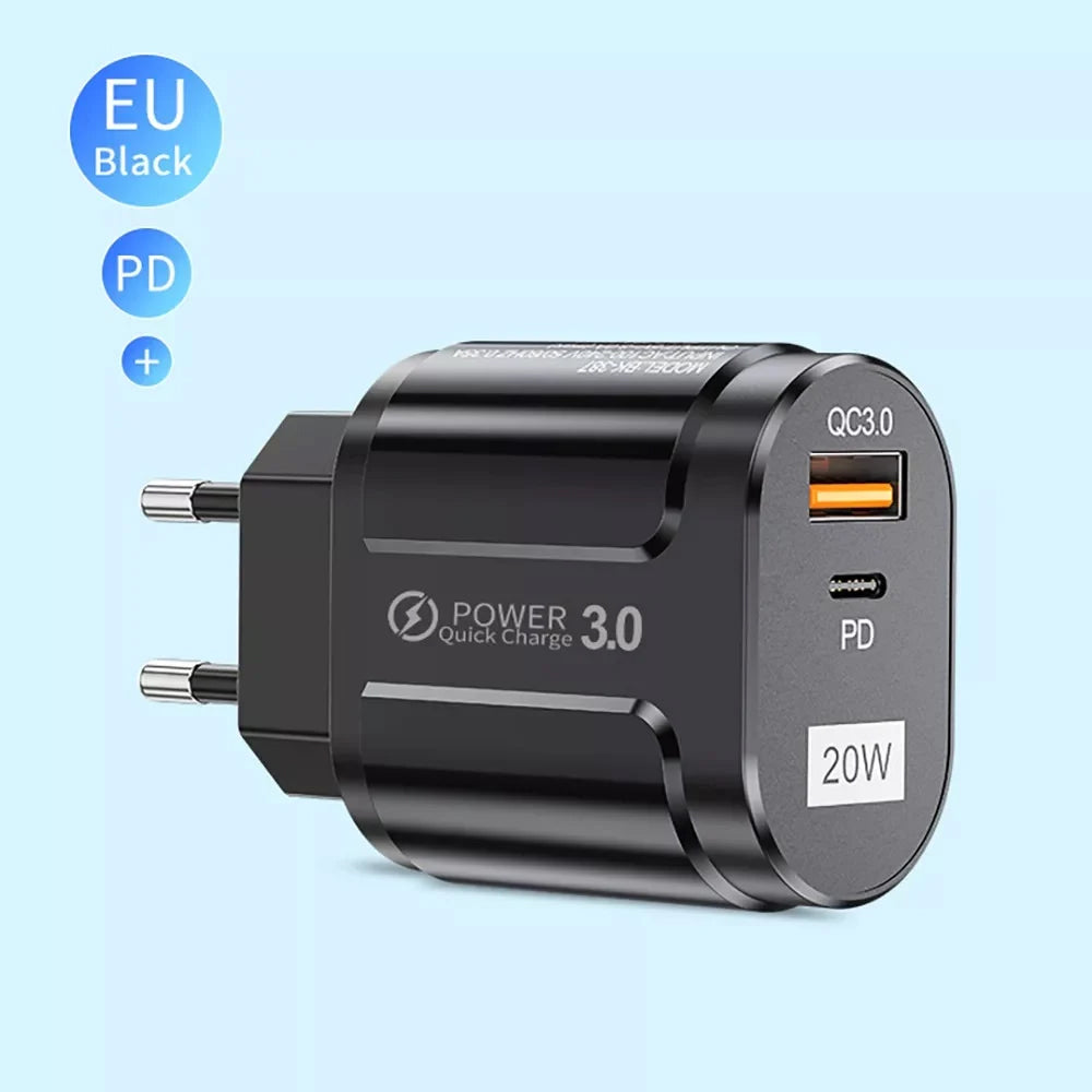 Chargeur Réseau Techsuit Premium, 20W, 3A, 1 x USB-A - 1 x USB-C, Blanc
