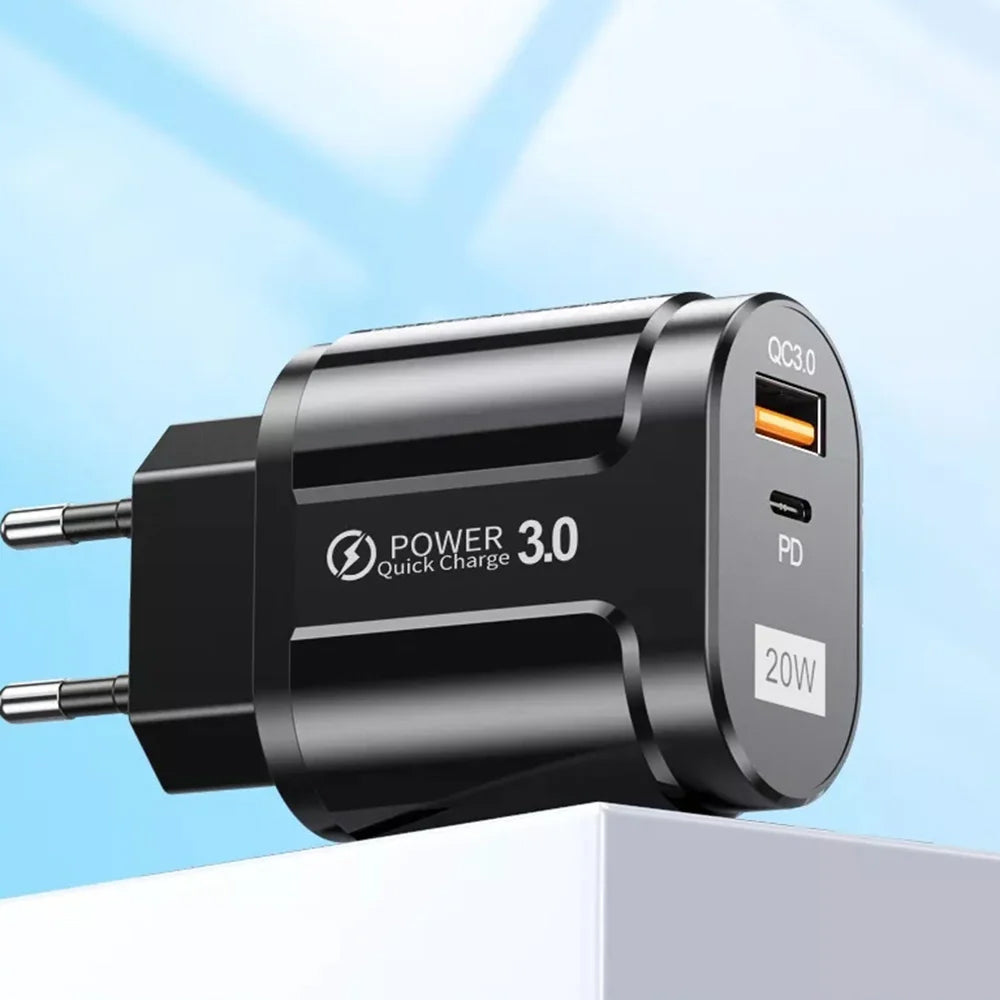 Chargeur Réseau Techsuit Premium, 20W, 3A, 1 x USB-A - 1 x USB-C, Blanc