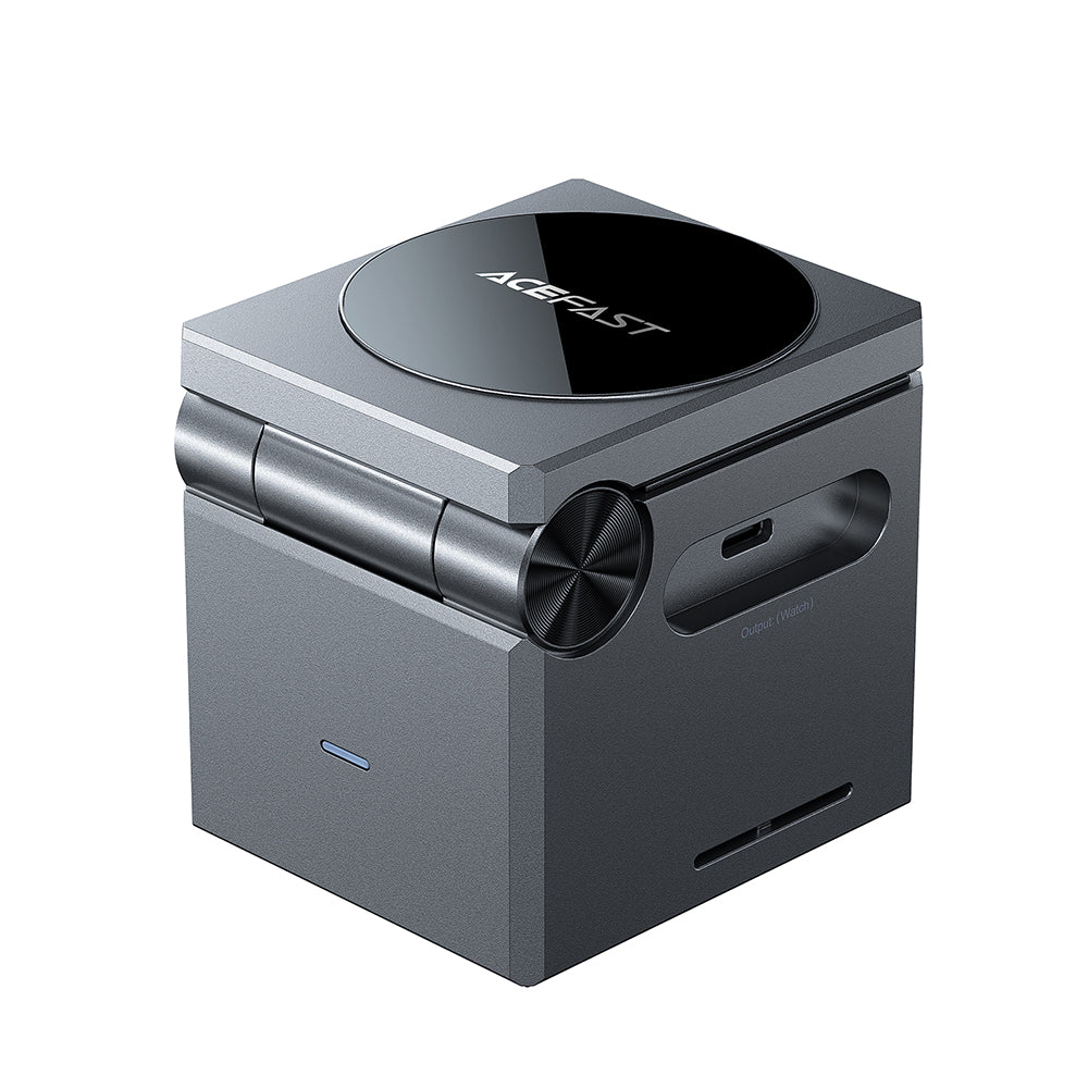 Chargeur Réseau Sans Fil Acefast E18 Rubik's Cube 3en1, 23W, 1.67A, Gris
