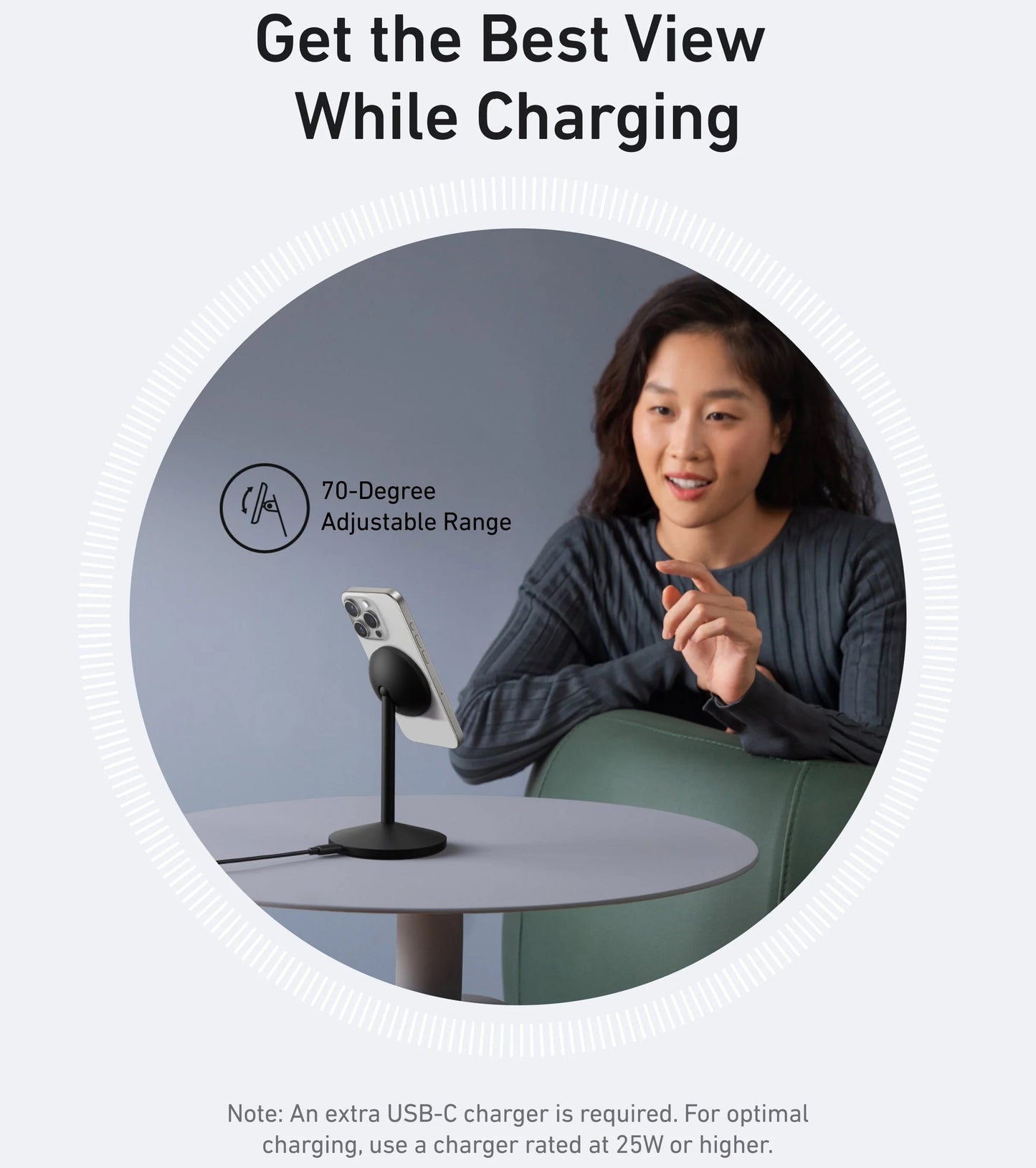 Chargeur Réseau Sans Fil Anker MagGo Stand, 15W, 1.67A, Noir A25X1H11