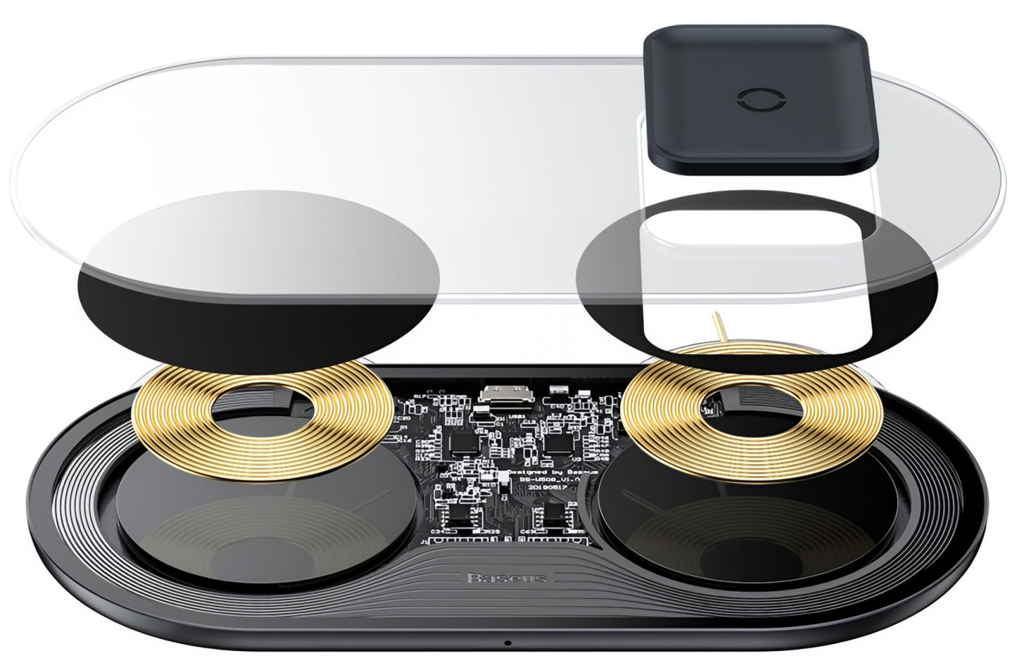 Chargeur Réseau Sans Fil Baseus Simple 2in1, 15W, 1.67A, Transparent WXJK-A01