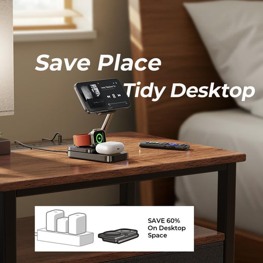 Chargeur Réseau Sans Fil Lisen 3en1, 15W, 1.67A, Noir YL0424010003