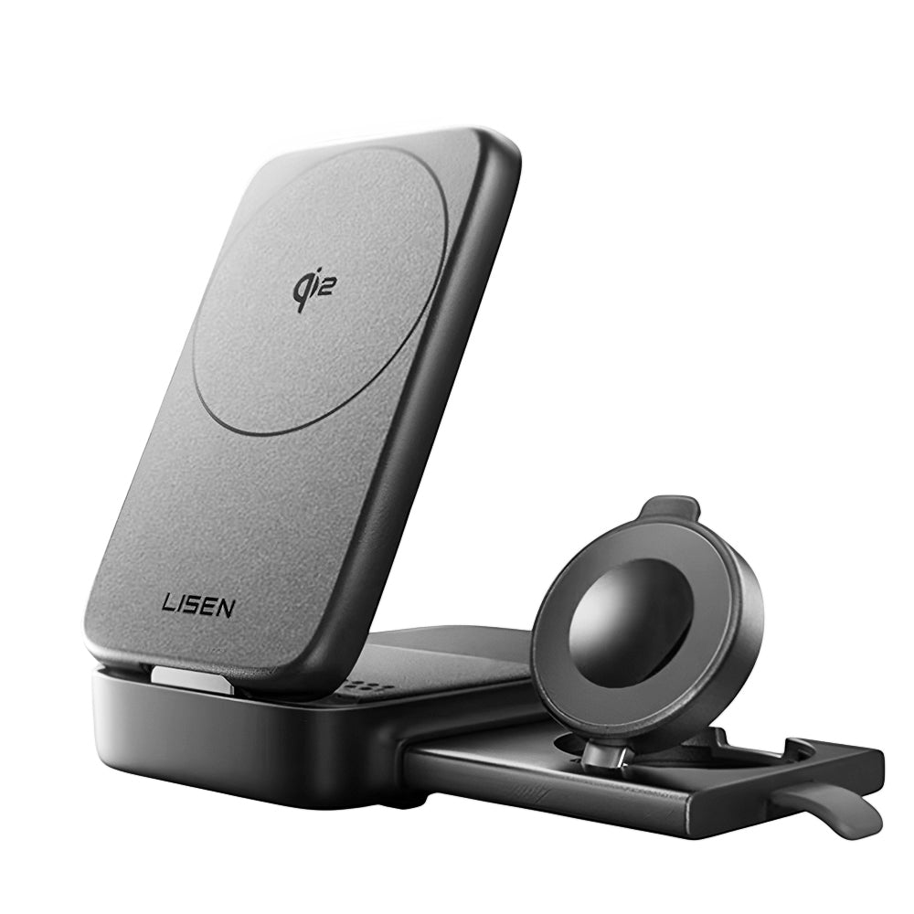 Chargeur Réseau Sans Fil Lisen W106 3en1, 15W, 1.67A, Gris YL0424120009