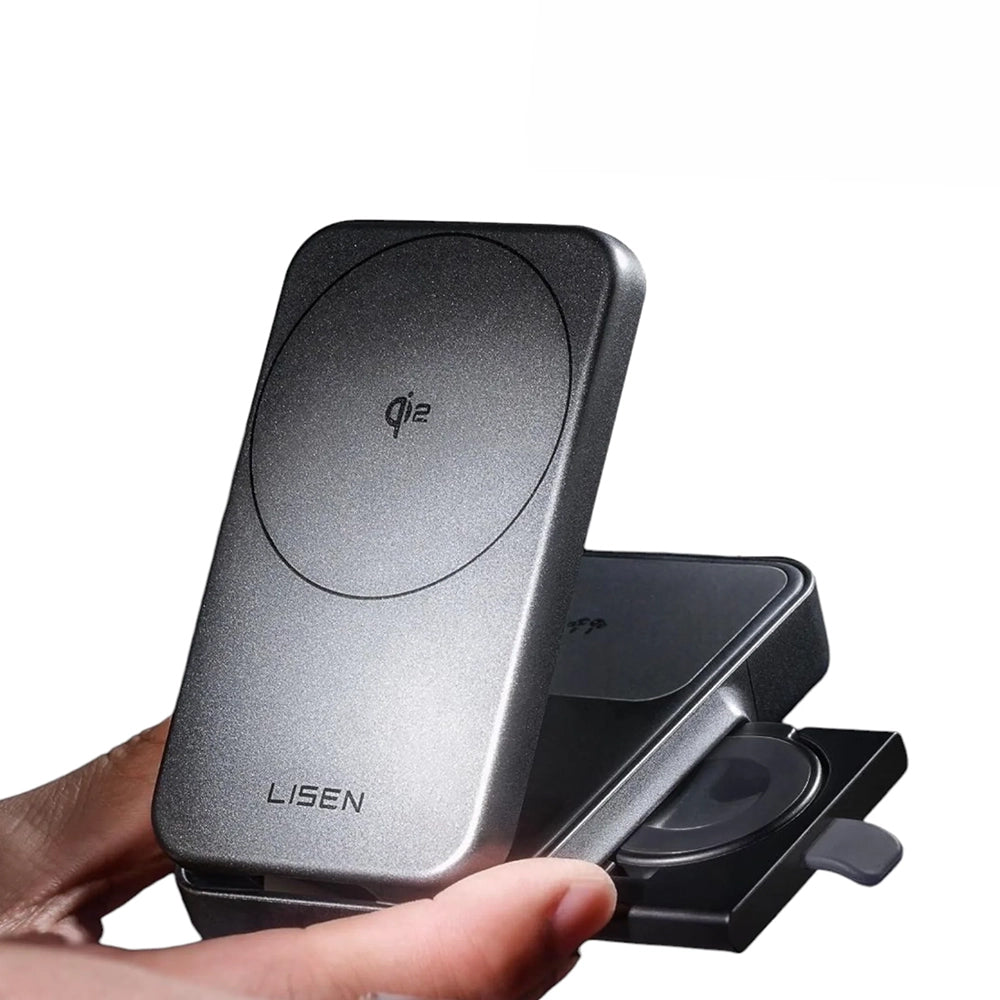 Chargeur Réseau Sans Fil Lisen W106 3en1, 15W, 1.67A, Gris YL0424120009