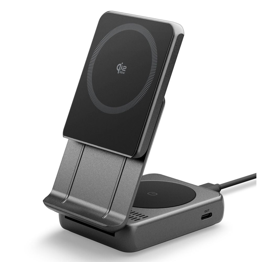 Chargeur Réseau Sans Fil Spigen EF302MOQ 3en1, 25W, 1 x USB-C, Gris
