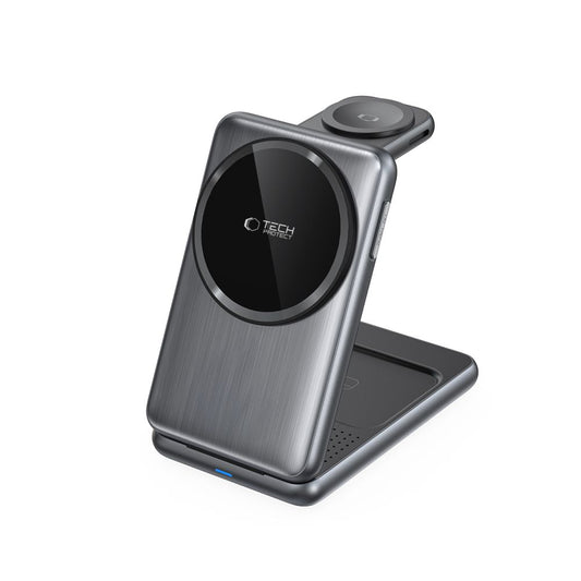 Chargeur Réseau Sans Fil Tech-Protect A42 3en1, 15W, 1.67A, Gris