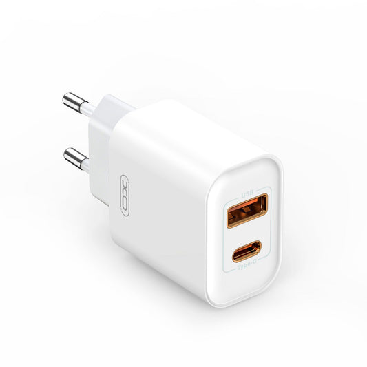 Chargeur Réseau XO Design BPCE12, 20W, 3A, 1 x USB-A - 1 x USB-C, Blanc