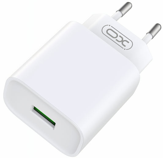 XO Design CE02D Network Charger, 18W, 3A, 1 x USB-A, White