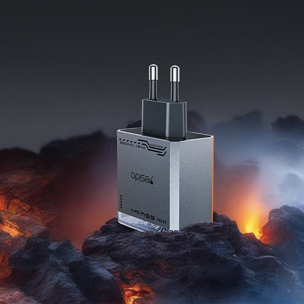 Chargeur Réseau Yesido YC101, 65W, 3.25A, 1 x USB-A - 2 x USB-C, Noir