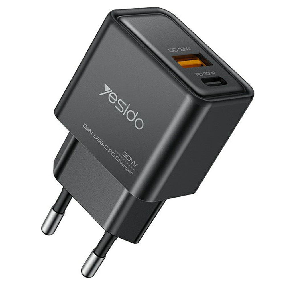 Chargeur Réseau Yesido YC64, 30W, 3A, 1 x USB-A - 1 x USB-C, Noir