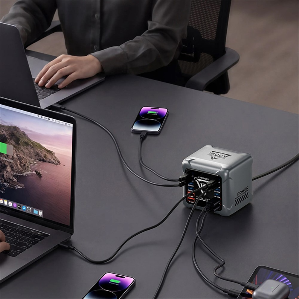 Chargeur Station OEM BK-127D, 280W, 5A, 4 x USB-A - 8 x USB-C, Gris