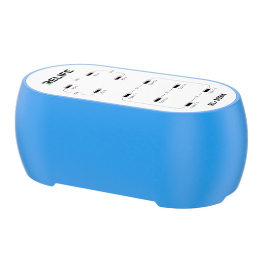 Chargeur Station Relife RL-309M, 72W, 10 x USB-C, Bleu
