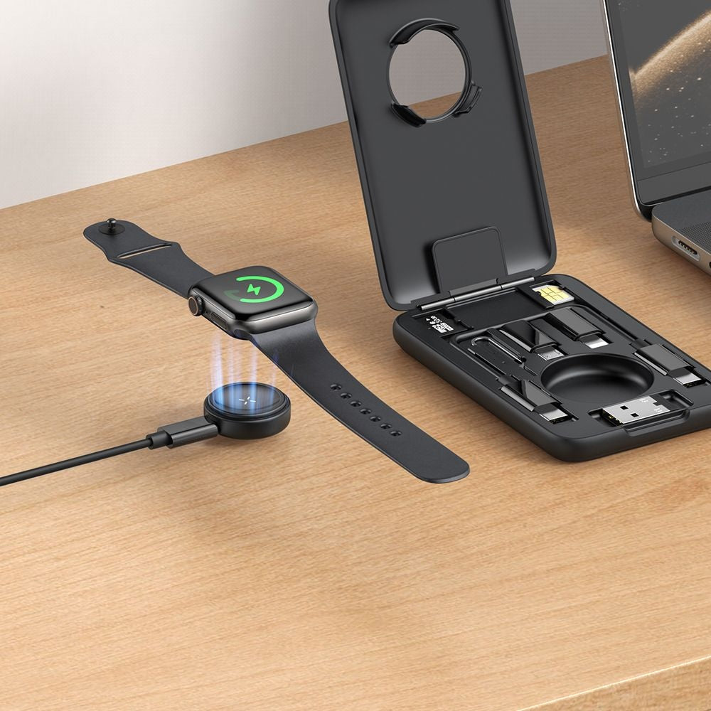 Chargeur sans fil avec organisateur McDodo CH-2440 8en1 pour Apple Watch Series, Noir