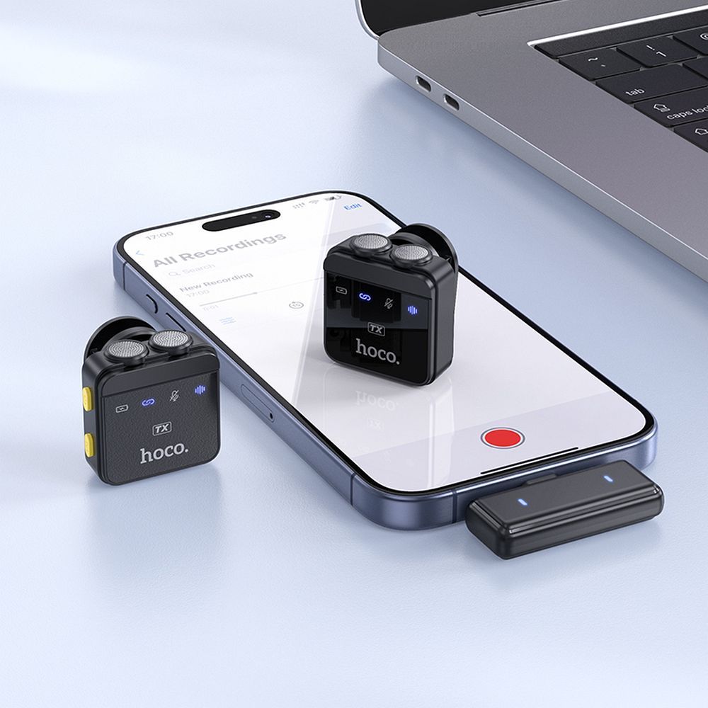 Lavalier HOCO L17, USB-C / Lightning, Set 2 Pièces, Noir