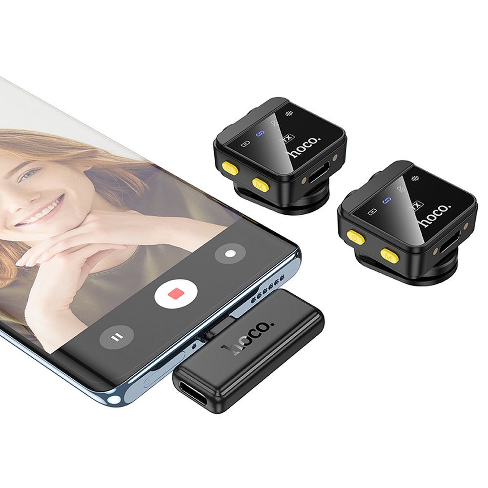 Lavalier HOCO L17, USB-C / Lightning, Set 2 Pièces, Noir
