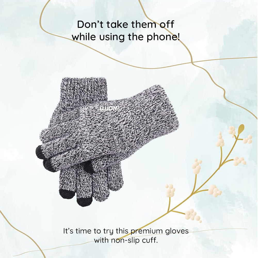 Gants d'Hiver Tactiles Iwarm ST0018, Taille 23cm, Gris