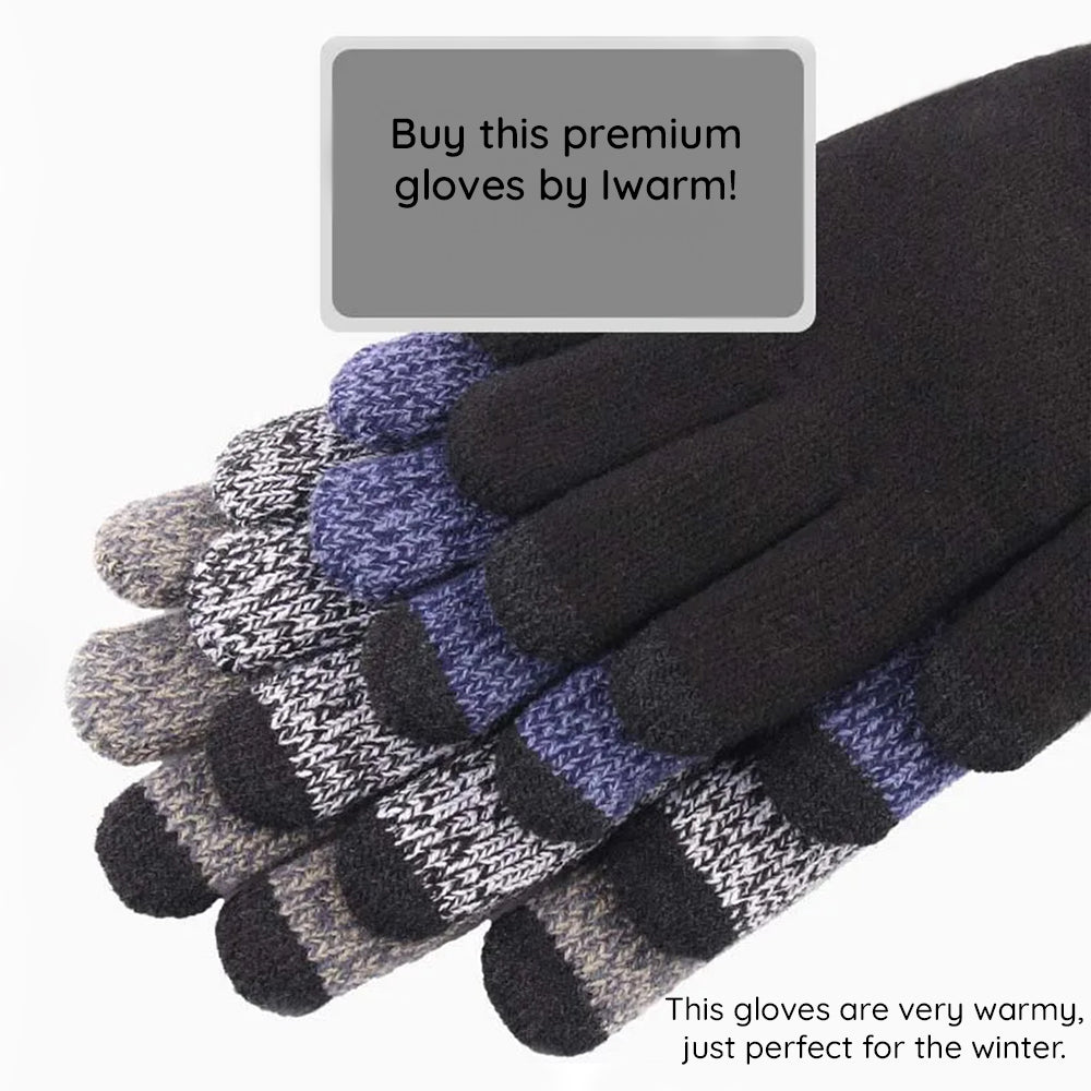 Gants d'Hiver Tactiles Iwarm ST0018, Taille 23cm, Noir Gris