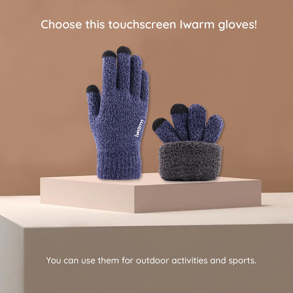 Gants d'Hiver Tactiles Iwarm ST0018, Taille 23cm, Noir Gris