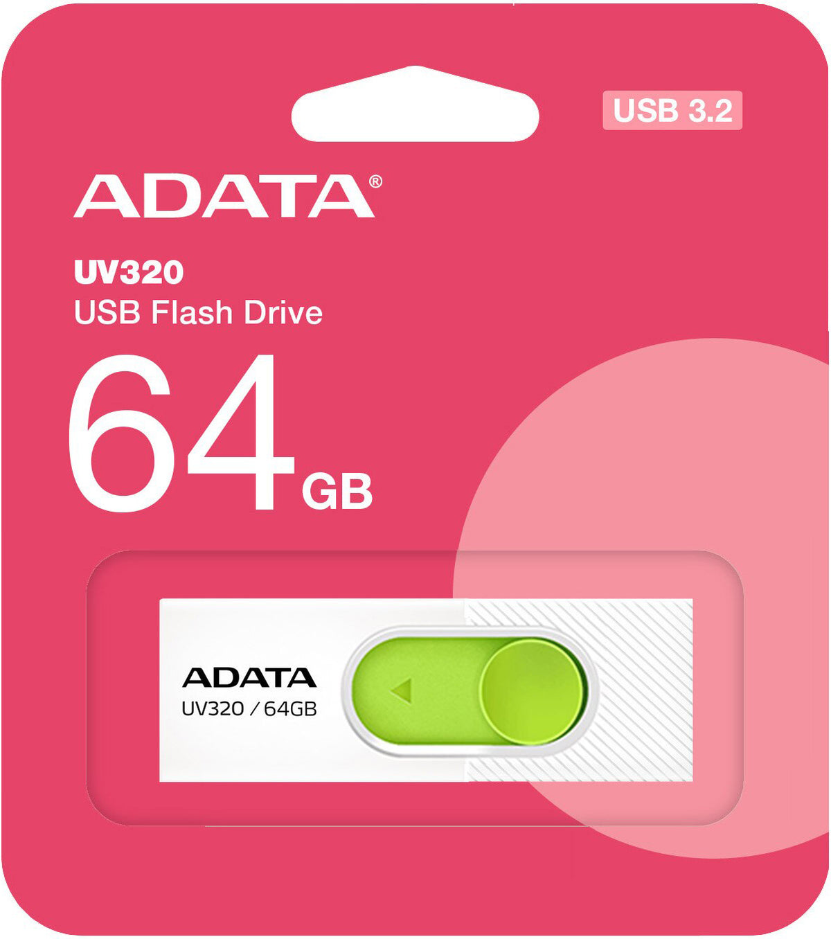 Mémoire Externe USB-A 3.2 Adata UV320, 64Gb AUV320-64G-RWHGN