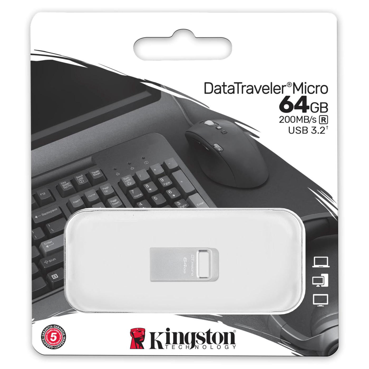Mémoire Externe USB-A 3.2 Kingston Micro G2, 64Gb DTMC3G2/64GB