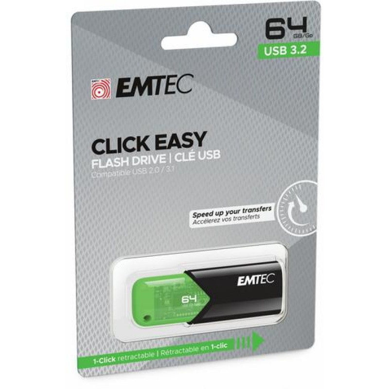 Mémoire Externe USB-A 3.2 Emtec B110 Click Easy, 64Gb ECMMD64GB113