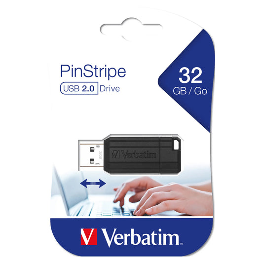 Mémoire Externe USB-A Verbatim PenDrive Pinstripe, 32Gb