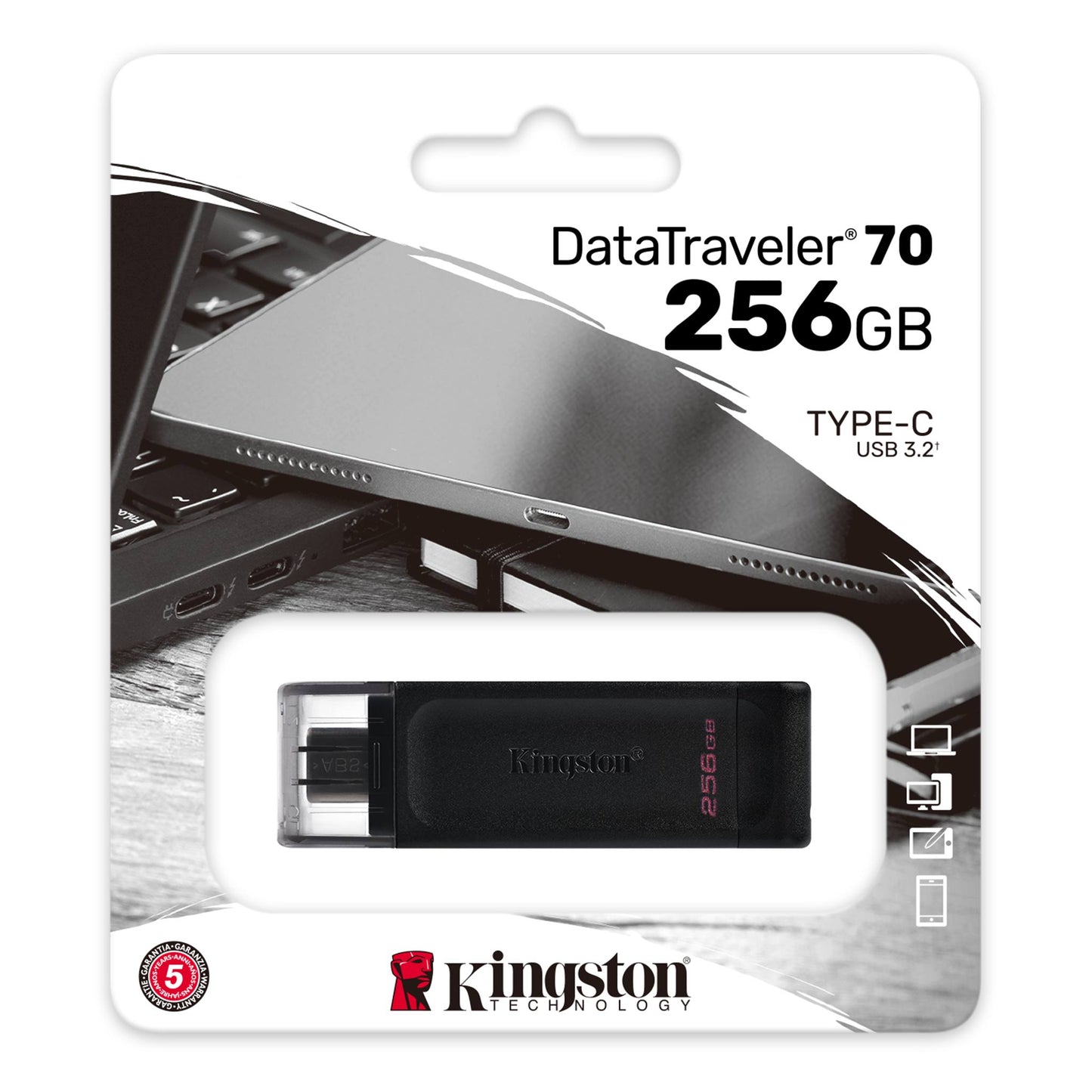 Mémoire Externe USB-C Kingston DT70, 256Gb DT70/256GB